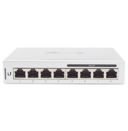 Switch UniFi Administrable capa 2 de 8 puertos Gigabit (4 Puertos Gigabit PoE 802.3af y 4 puertos Gigabit ethernet) 60W