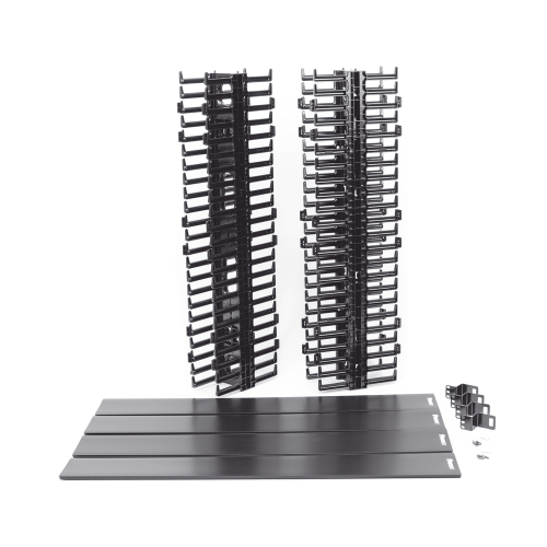 Organizador Vertical Sencillo NetRunner, para Rack Abierto de 45 Unidades, 4.9in de Ancho, Color Negro